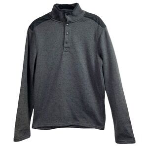 Goodfellow & Co Sweater Fleece Mens S Gray Snap Neck Gorpcore Quilted Shoulder